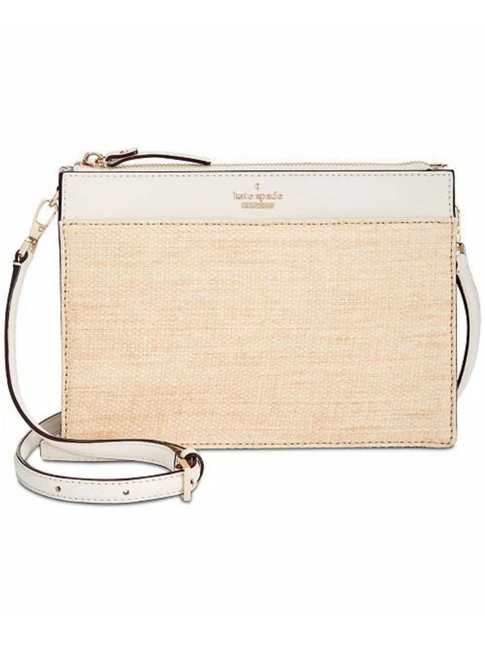 kate spade White and Natural Raffia Convertible Crossbody - Picture 10 of 12